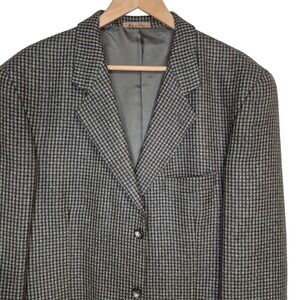 VTG J. Riggings Blazer Mens 42L 100% Wool Tweed Olive Brown 3 Button Sport Coat